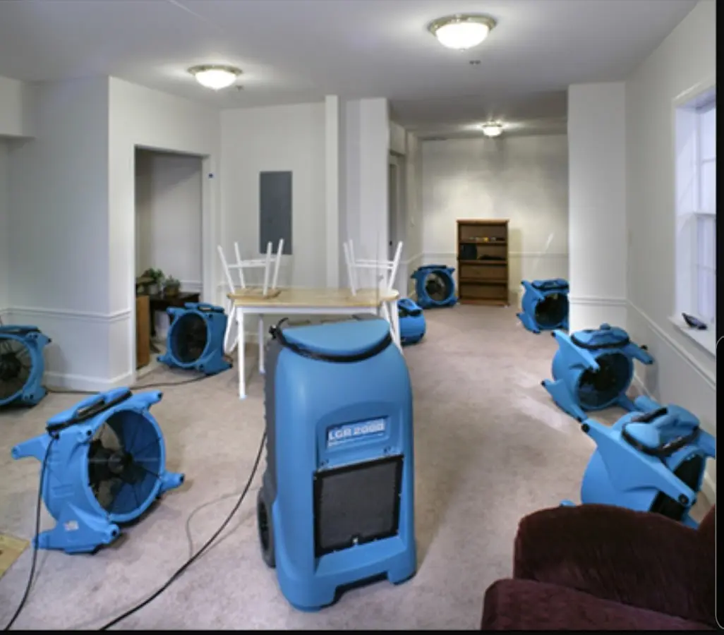 Air movers and dehumidifier setup for Water Extraction & Removal in River Grove