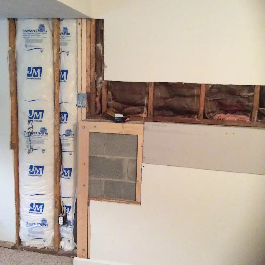 Wall insulation replacement during Basement Flood Cleanup in River Grove